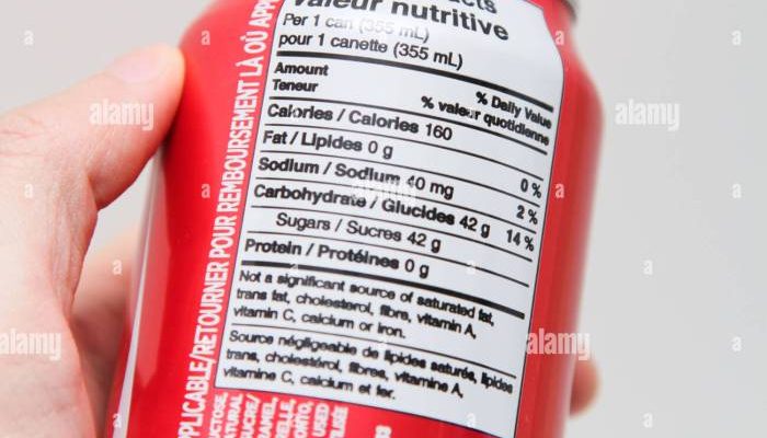 Nutrition facts on a can of coke